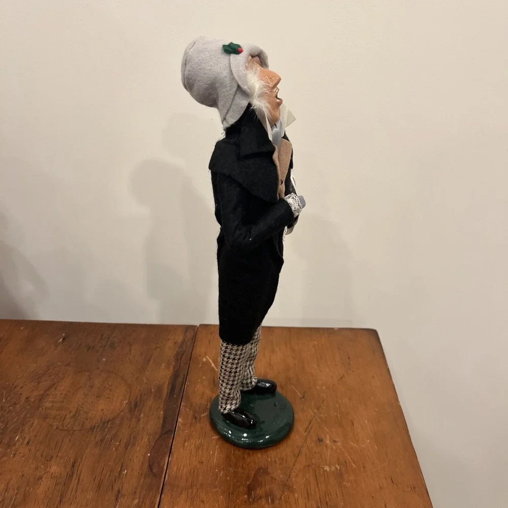 1988 BYERS CHOICE CHRISTMAS CAROLER Grey Hair Man Grandpa Houndstooth Pants Jeff